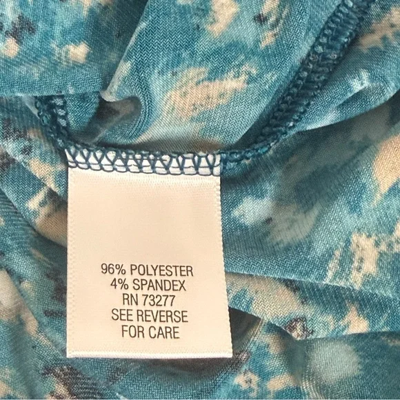 Dana Buchman Teal Abstract Ruched Side Scoop Neck Top XL - Picture 7 of 9